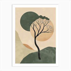 Ebony Tree Minimal Japandi Illustration 2 Art Print