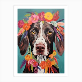 Pointer Portrait With A Flower Crown, Matisse Painting Style 2 Art Print