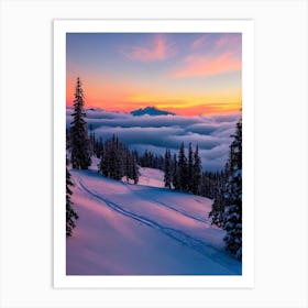 Bansko, Bulgaria Sunrise Skiing Poster Art Print