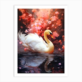 Swan In Water Art Print