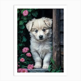 Puppy In The Garden Art Print