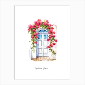 Mykonos, Greece   Mediterranean Doors Watercolour Painting 2 Poster Art Print