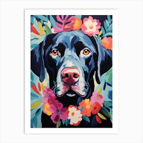 Labrador Retriever Portrait With A Flower Crown, Matisse Painting Style 2 Art Print