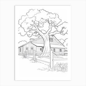 The Golden Oak Ranch (Inside Out) Fantasy Inspired Line Art 1 Art Print