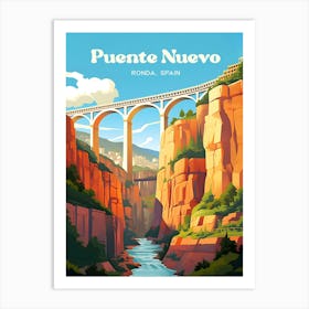 Puente Nuevo Ronda Spain New Bridge Modern Travel Illustration Art Print