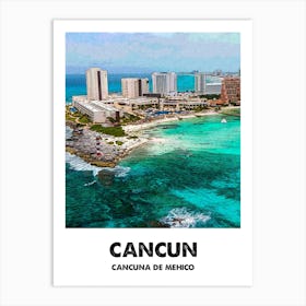 Cancun, City, Print, Art, Landscape, Mexico, Home Decor, Wall Print Art Print