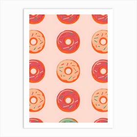 Donuts On A Pink Background Art Print