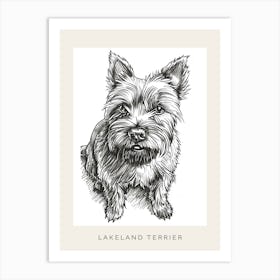 Lakeland Terrier Dog Line Sketch 3 Poster Art Print