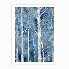 Blue Birch Forest Art Print