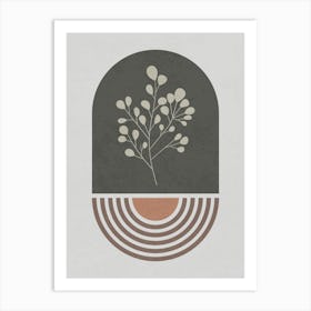 Minimalist Botanical Design with Geometric Elements Art Print