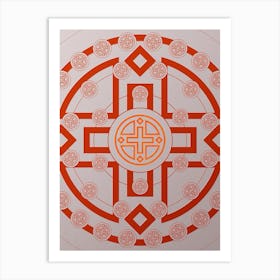 Geometric Abstract Glyph Circle Array in Tomato Red n.0145 Art Print