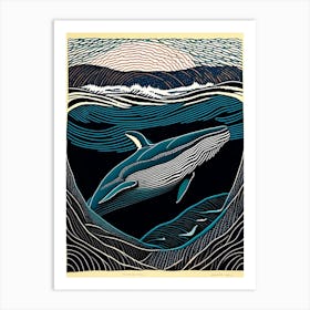 Stormy Whale Linocut Art Print