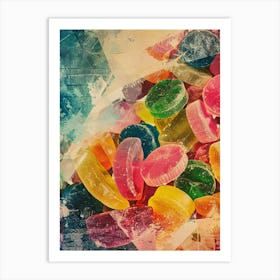 Fruity Jelly Candy Retro Collage 2 Art Print