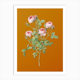Vintage Burgundian Rose Botanical on Sunset Orange n.0382 Art Print