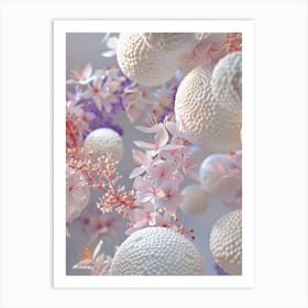 corals and flowers pastel colors Art Print