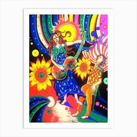 The enchanter with sunflower in her hair Art Print