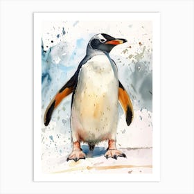 Humboldt Penguin Sea Lion Island Watercolour Painting 2 Art Print