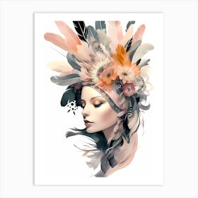 lady with the feathers Art Print