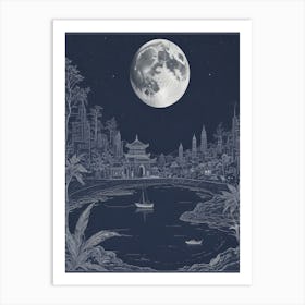 Moonlight Over Hong Kong Art Print