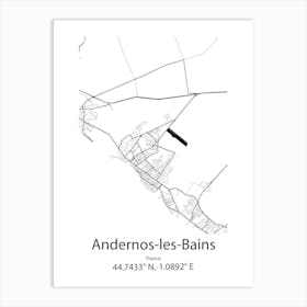 Andernos Les Bains,France Minimalist Map Art Print