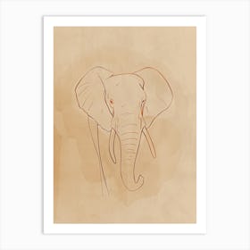 Elephant Boho, Line Art Art Print