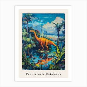 Dinosaur In A Paradise Landscape Painting 2 Poster Art Print