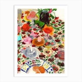 The Floral Tablecloth  Art Print