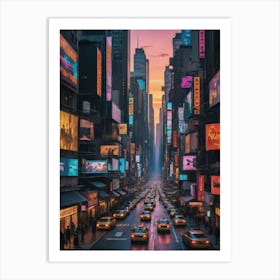 Times Square At Dusk Art Print