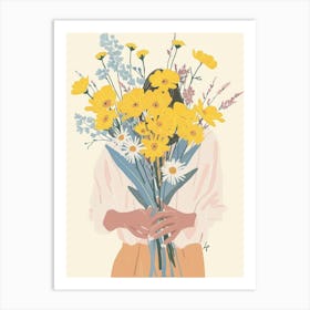 Spring Girl With Yellow Flowers 5 Art Print