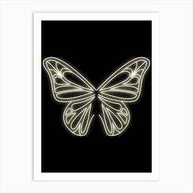 Neon Butterfly outlines with black background wallart printable Art Print