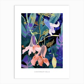 Colourful Flower Illustration Poster Canterbury Bells 3 Art Print