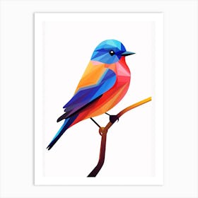 Colourful Geometric Bird Eastern Bluebird 2 Art Print