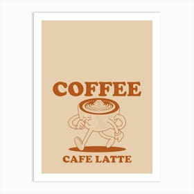 Retro Wall Art Vintage Decor Retro Cartoon Printable Art Vintage Wall Art Coffee Cafe Latte Trendy Retro Poster Art Print