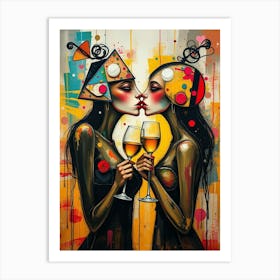 Female Wine Lovers Mixed Media Pt. 4 Art Print