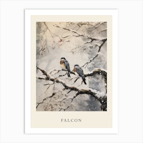 Winter Watercolour Falcon 2 Poster Art Print