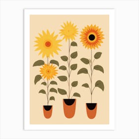 Sunflowers In Pots Art Print