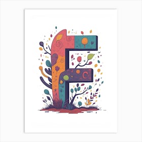 Colorful Letter F Illustration 63 Art Print