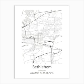 Bethlehem,United States Minimalist Map Art Print