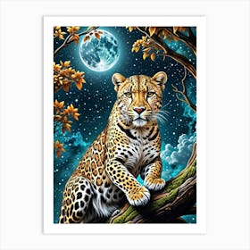 Leopard In The Moonlight Art Print