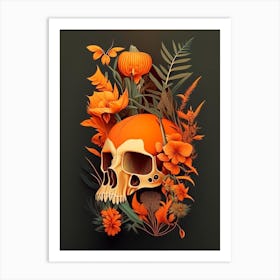 Animal Skull Orange 1 Botanical Art Print