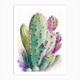 Prickly Pear Cactus Pastel Watercolour Art Print