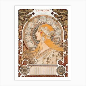 Zodiaque Or La Plume, Alphonse Mucha Art Print