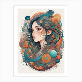 Girl With Blue Hair 1 Art Print