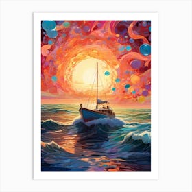 Sailboat At Sunset 7 Art Print