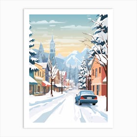 Vintage Winter Travel Illustration Leavenworth Washington 1 Art Print