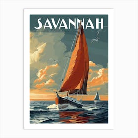 Vintage Savannah Travel Poster Art Print