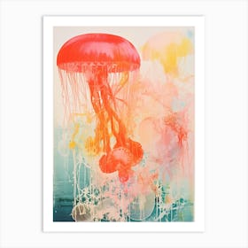 Jelly Fish Risograph Inspired 3 Art Print