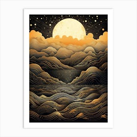 Moon Over The Sea Art Print