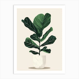 Fiddle Leaf Fig Plant Minimalist Illustration 3 Art Print