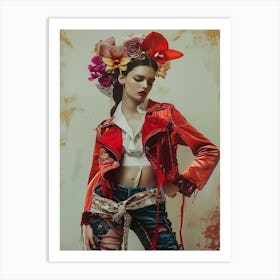 Flower Girl In Red Jacket Art Print